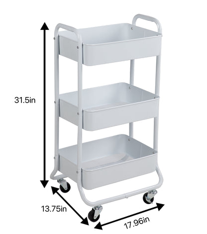 Mainstays 3-Tier Metal Laundry Cart, Arctic White, Rolling