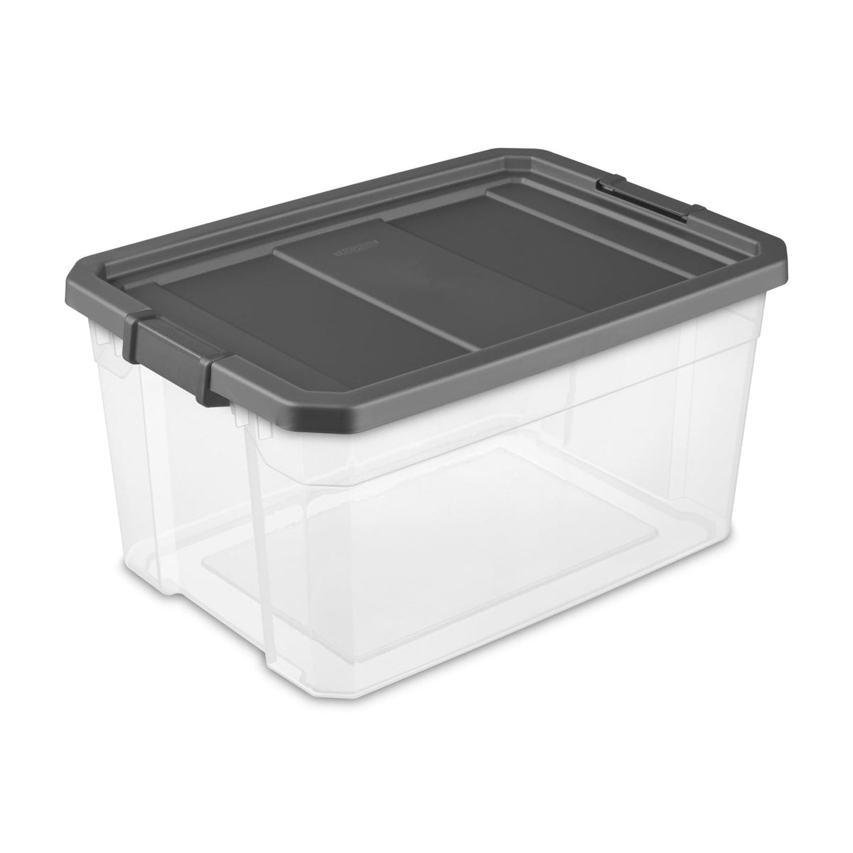 (2 pack) Sterilite 76 Quart Stacker Storage Bin, Clear Plastic Storage Container with Latch Lid, Durable, Dark Gray