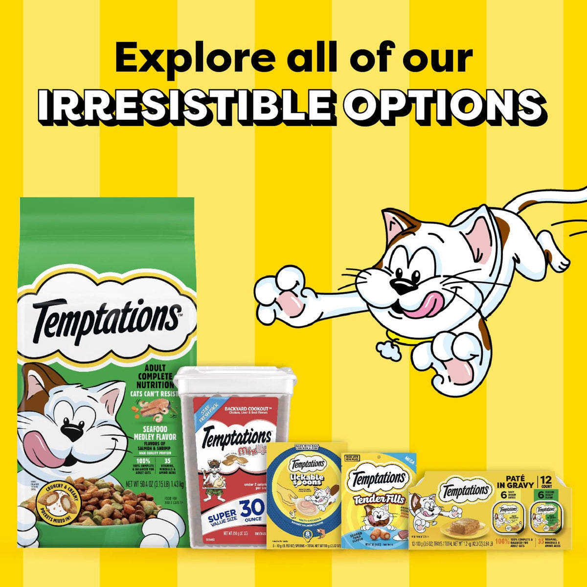 Temptations Bites in Gravy Variety Pack Adult Wet Cat Food, 3.5 oz Trays, 36 pk