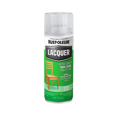 (6 pack) Clear, Rust-Oleum Lacquer Gloss Spray Paint-1906830, 11 oz