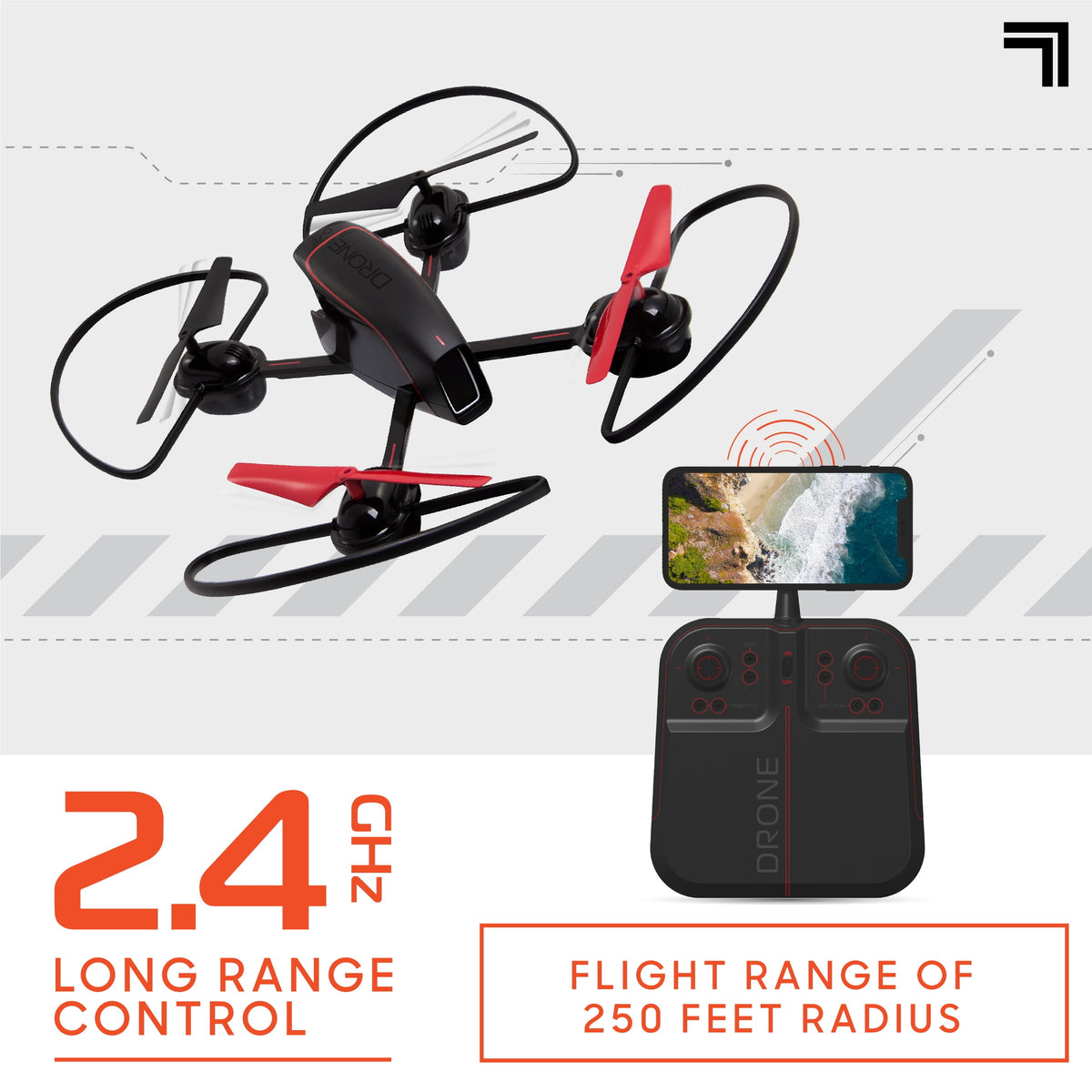 Sharper Image Mach X 10" Drone With Streaming Camera And Auto-Orientation Control