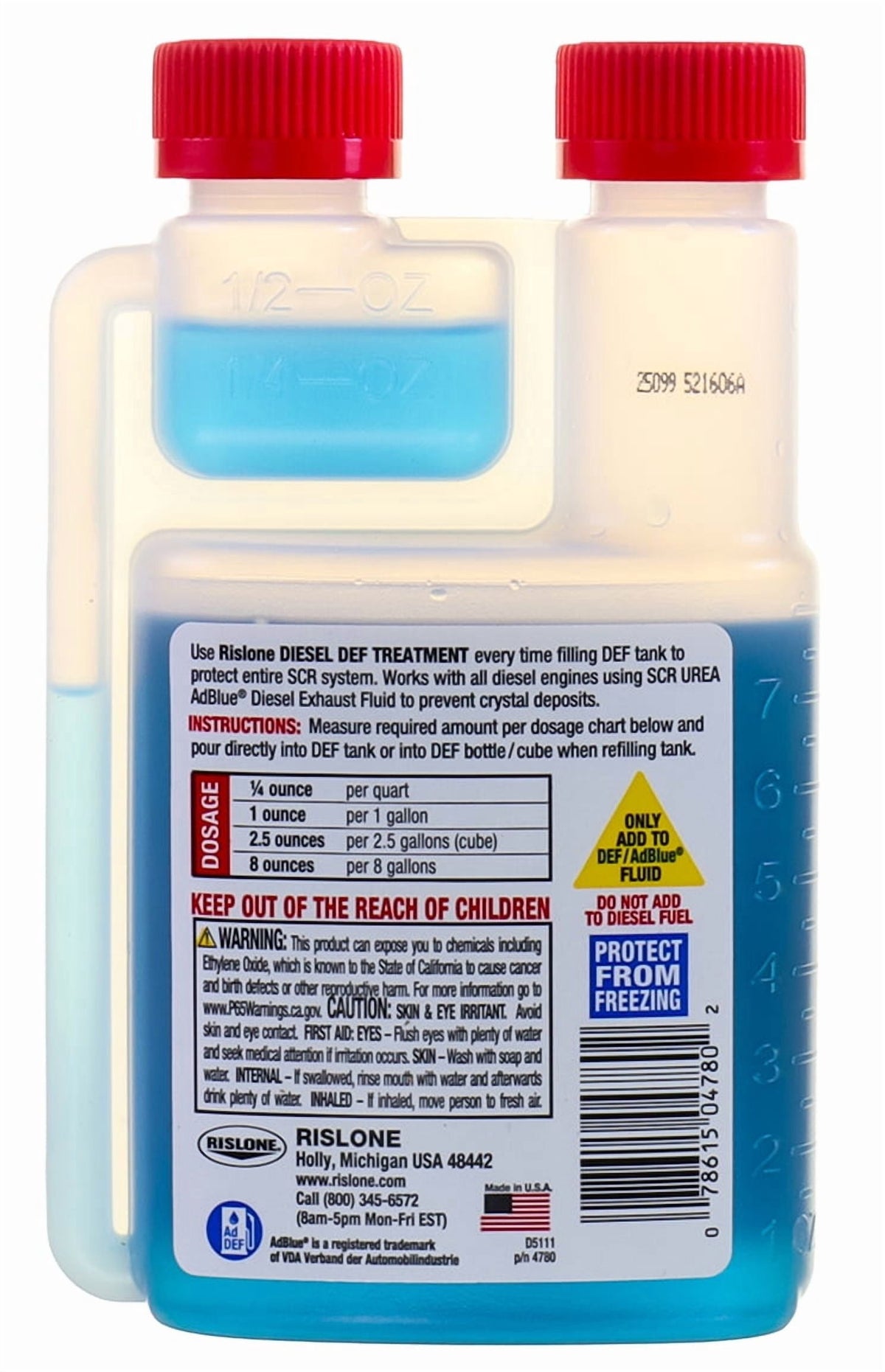 (4 pack) Rislone DEF Treatment for Diesel Vehicles, 8 fl oz Bottle