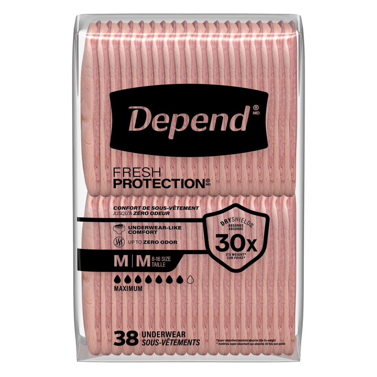 Depend Fresh Protection Incontinence Underwear for Women, Adult Diapers, M (76 Count)