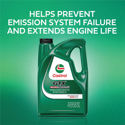 (5 pack) Castrol GTX High Mileage 10W-40 Synthetic Blend Motor Oil, 1 Quart