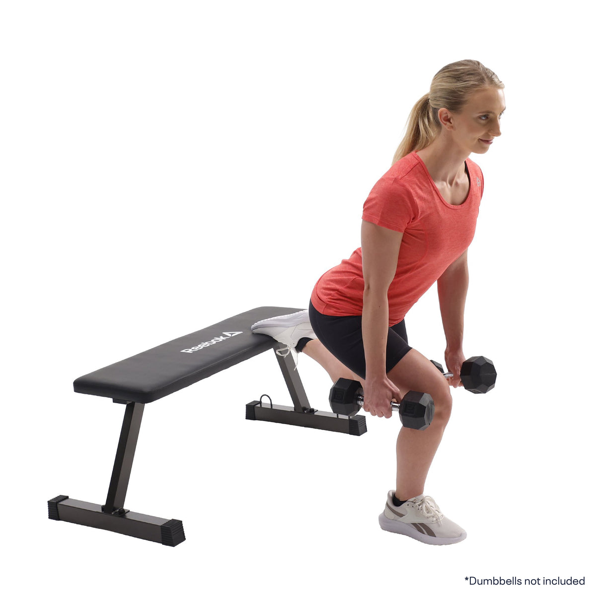 Reebok Heavy Duty Flat Bench – 600 lb Capacity, Tip-Resistant & Portable Weight Bench