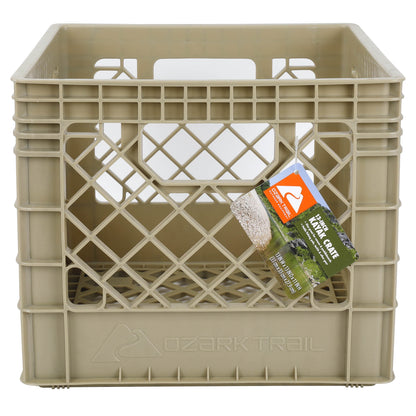 (2 pack) Ozark Trail Kayak Gear Storage Crate, Durable Plastic, 13 in x 13 in x 11 in, Tan
