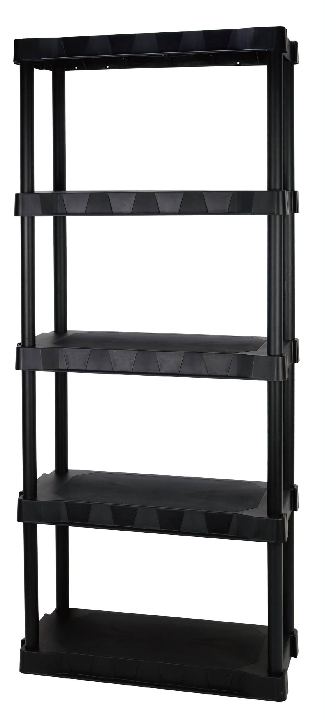 Hyper Tough 5-Tier Black Plastic Shelf Unit, 13.88 in D x 30 in W x 68.8 in H, 350 lb Capacity