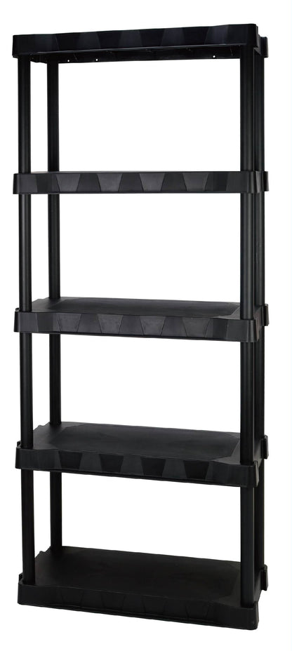 Hyper Tough 5-Tier Black Plastic Shelf Unit, 13.88 in D x 30 in W x 68.8 in H, 350 lb Capacity