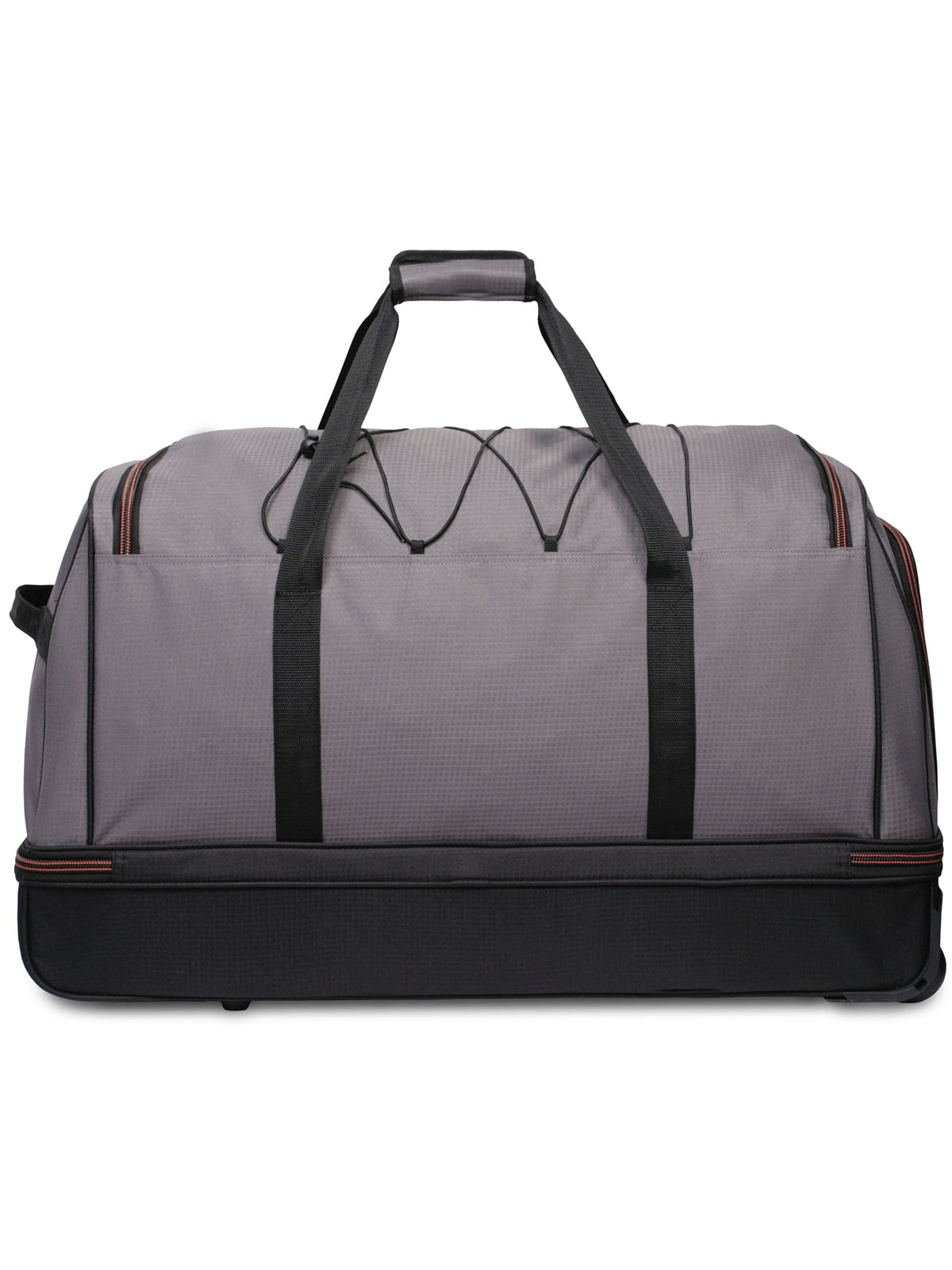 Protege 30 in Rolling Drop-Bottom Carry On Duffel Bag for Travel, Black and Gray