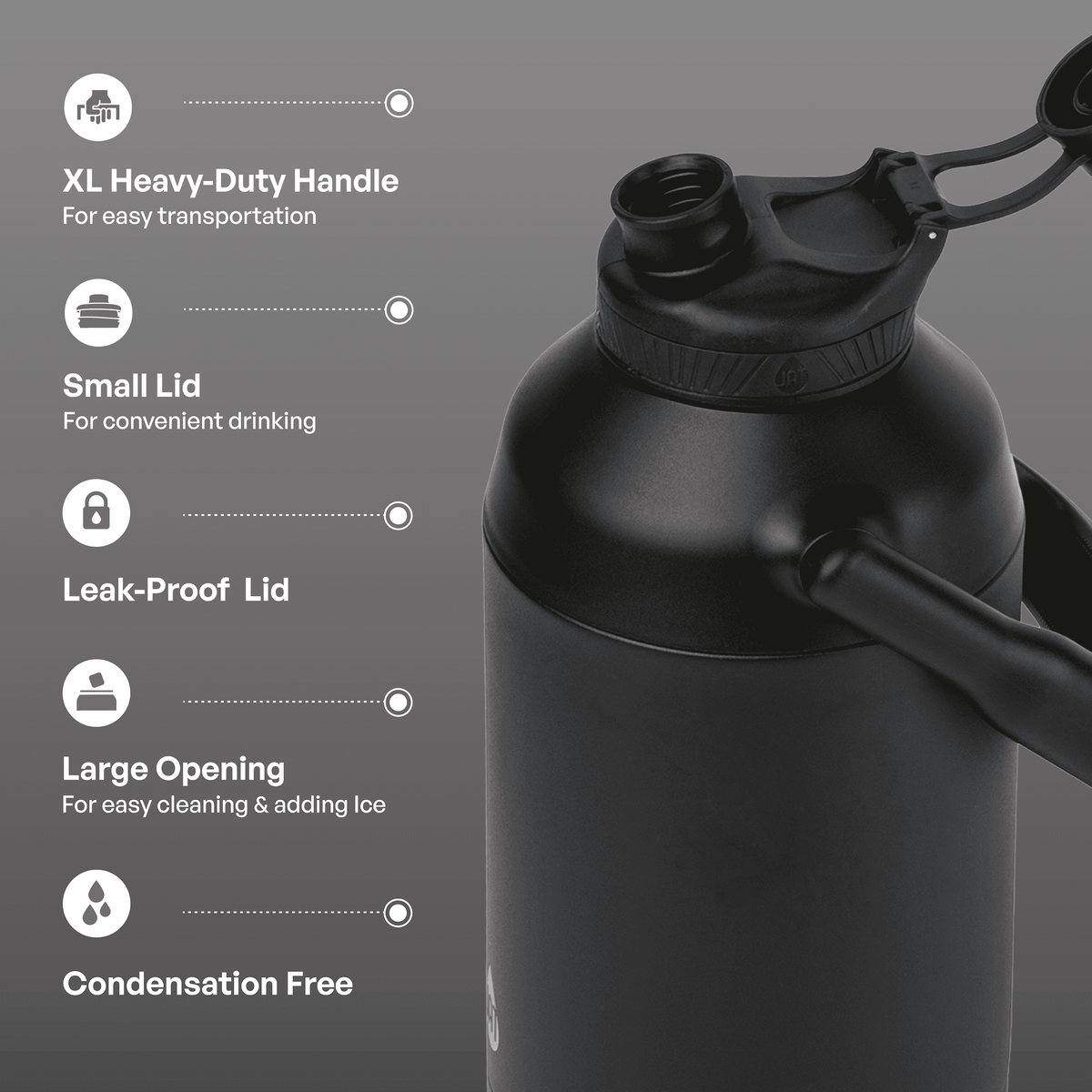 TAL 80 oz Insulated Stainless Steel Water Bottle, Black