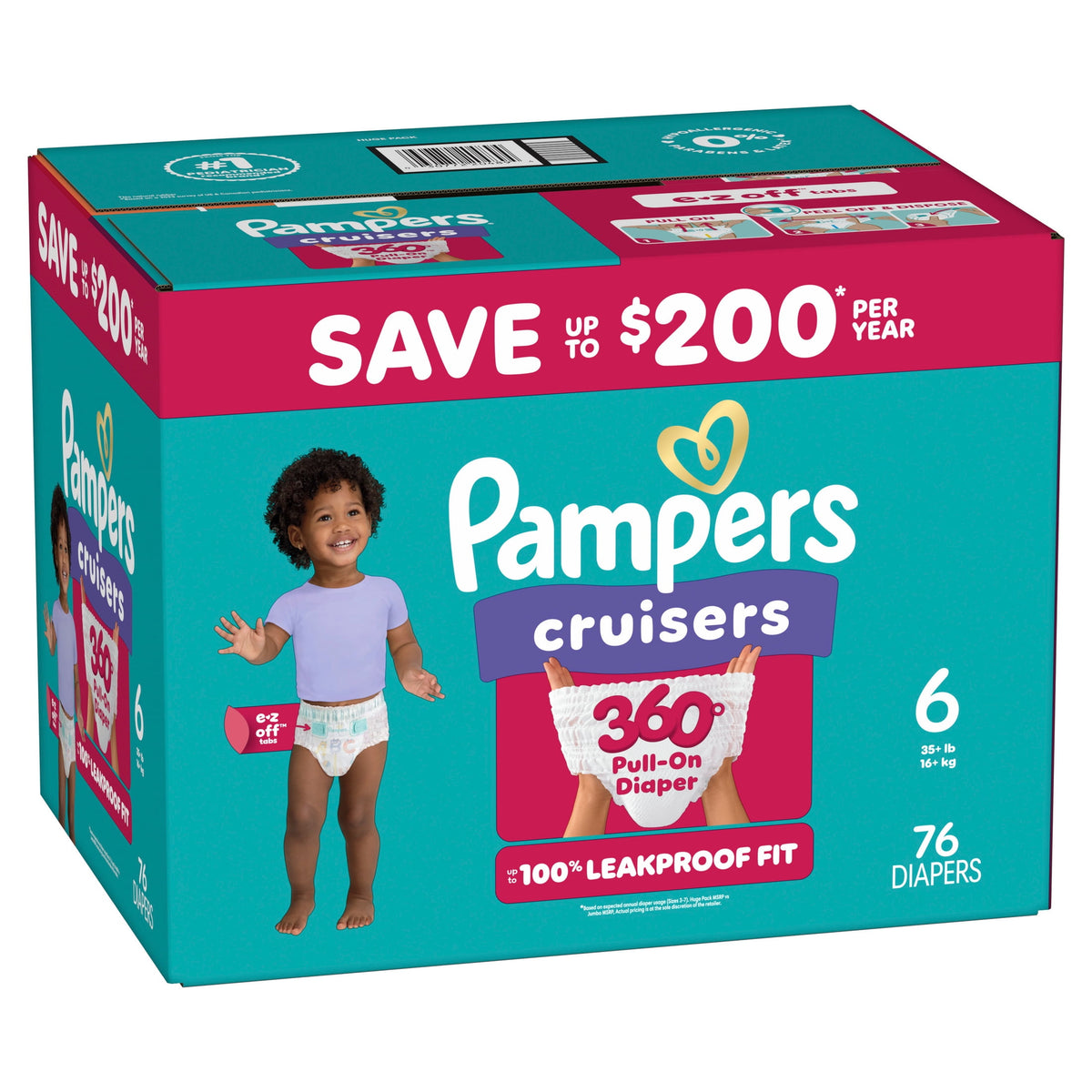 Pampers Cruisers 360 Baby Diapers Size 6, 76 Count (Select for More Options)