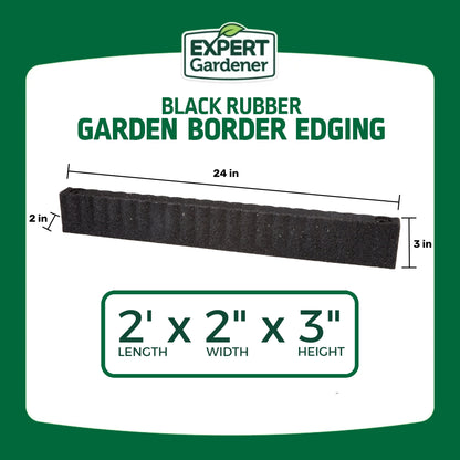 Expert Gardener Black Recycled Rubber Garden Border Landscape Edging, 2 ft x 3 in, 8 Pack