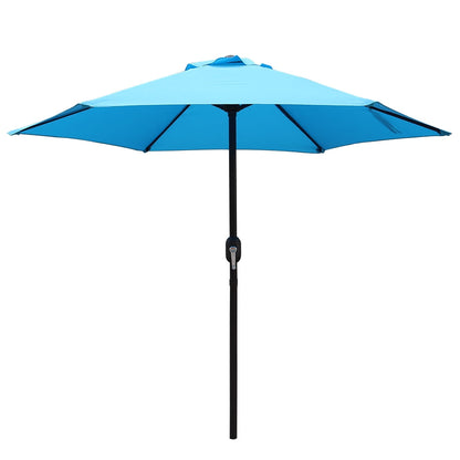 Kool 7.5ft Patio Umbrella with Crank Handle, Outdoor Market Umbrella with 6 Sturdy Umbrella Ribs Waterproof for Garden, Deck, Backyard, Pool, Aqua