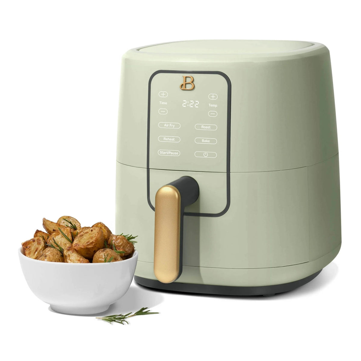 Beautiful 3 Qt Air Fryer with TurboCrisp Technology, EverGood Ceramic Nonstick Coating, Sage Green by Drew Barrymore