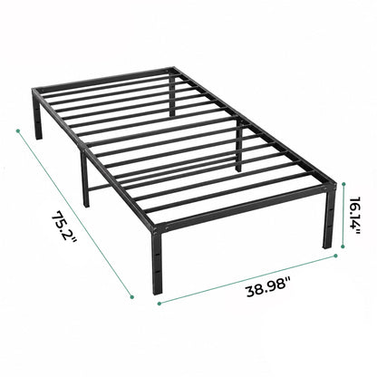 Alvantor Metal Bed Frame 16 Inch Tall, Heavy Duty Sturdy Mattress Foundation, No Box Spring Needed, Easy to Assemble, Under-bed Storage Space, Black