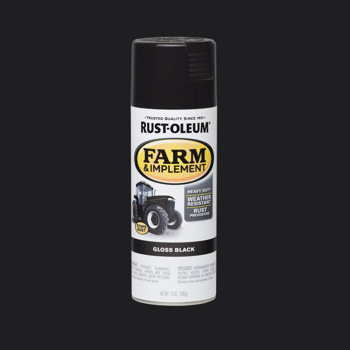 (6 pack) Black, Rust-Oleum Specialty Farm & Implement Gloss Spray Paint-280123, 12 oz