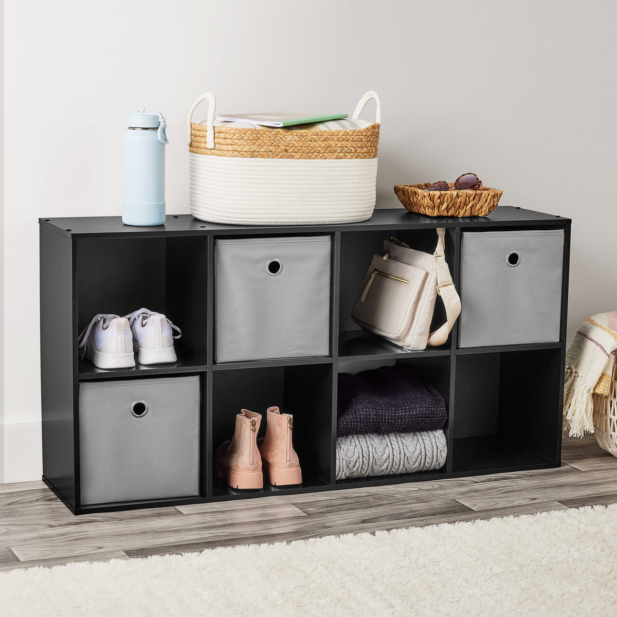 Mainstays 8 Cube Storage Organizer, Black