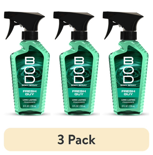 (3 pack) Bod Man Fragrance Body Spray, Fresh Guy, 8 fl oz