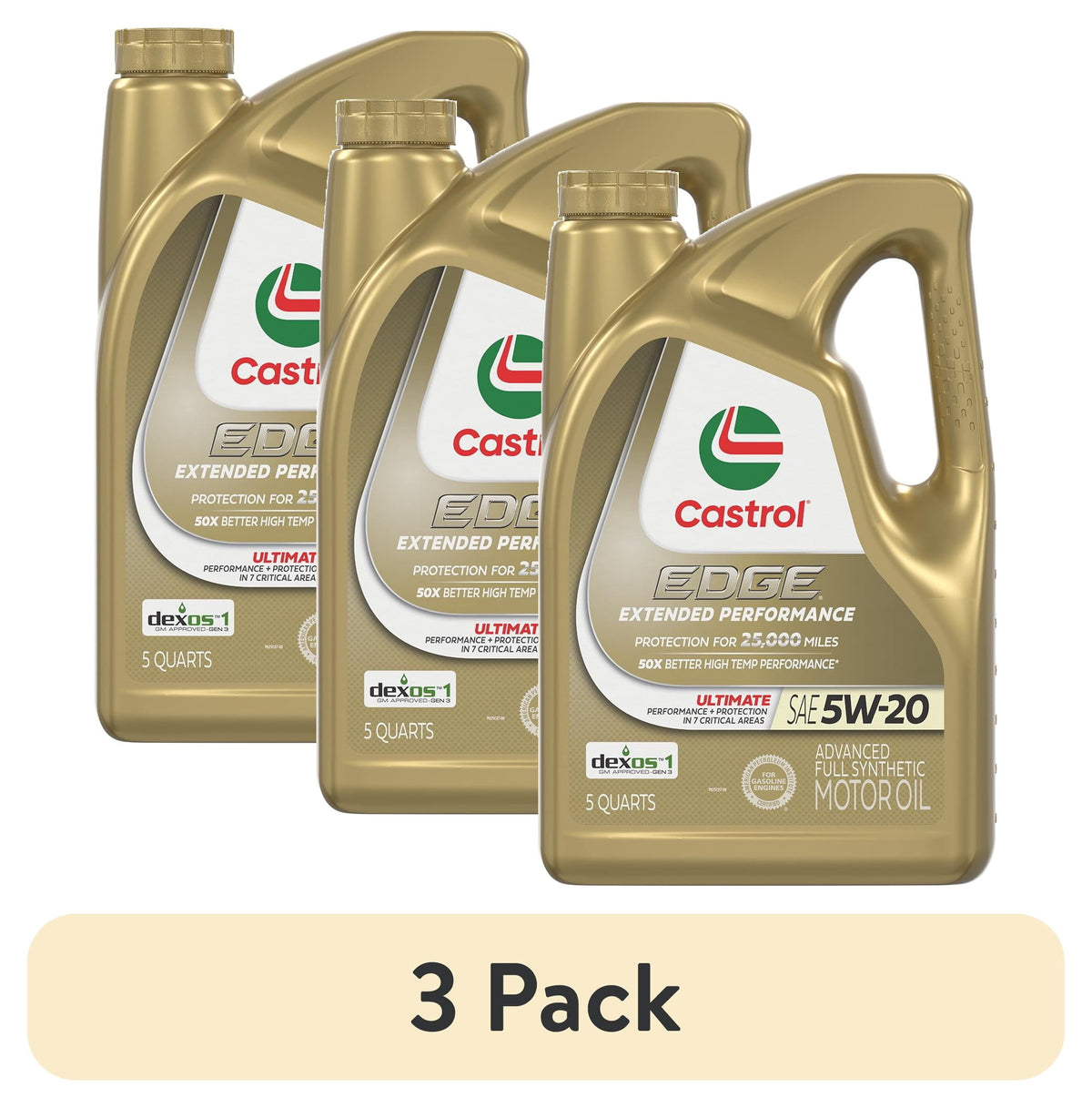 Castrol EDGE Extended Performance 5W-20 Advanced Full Synthetic Motor Oil, 5 Quarts