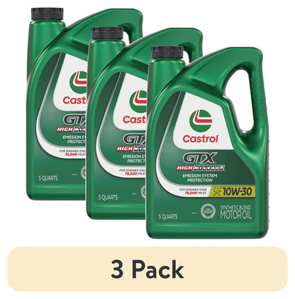Castrol GTX High Mileage 10W-30 Synthetic Blend Motor Oil, 5 Quarts