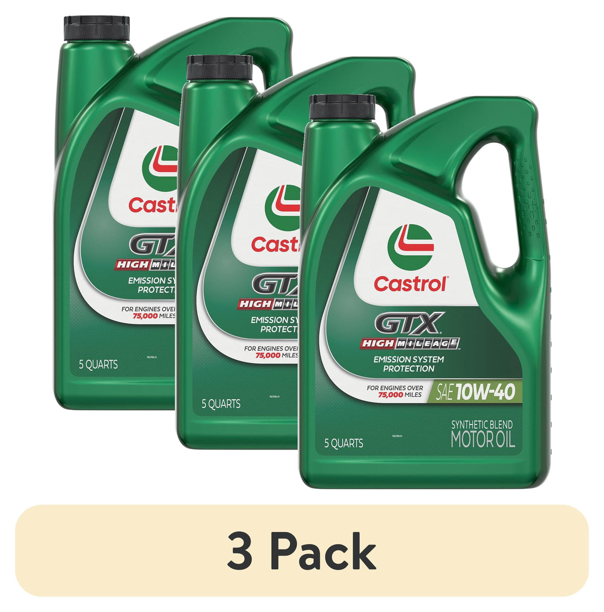 Castrol GTX High Mileage 10W-40 Synthetic Blend Motor Oil, 5 Quarts