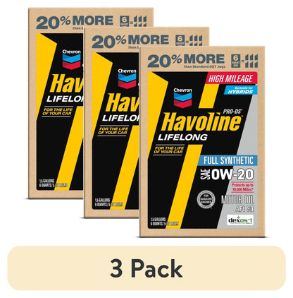 Chevron Havoline Lifelong 0W-20 Full Synthetic Motor Oil, 6 Quarts (Smart Change Box)