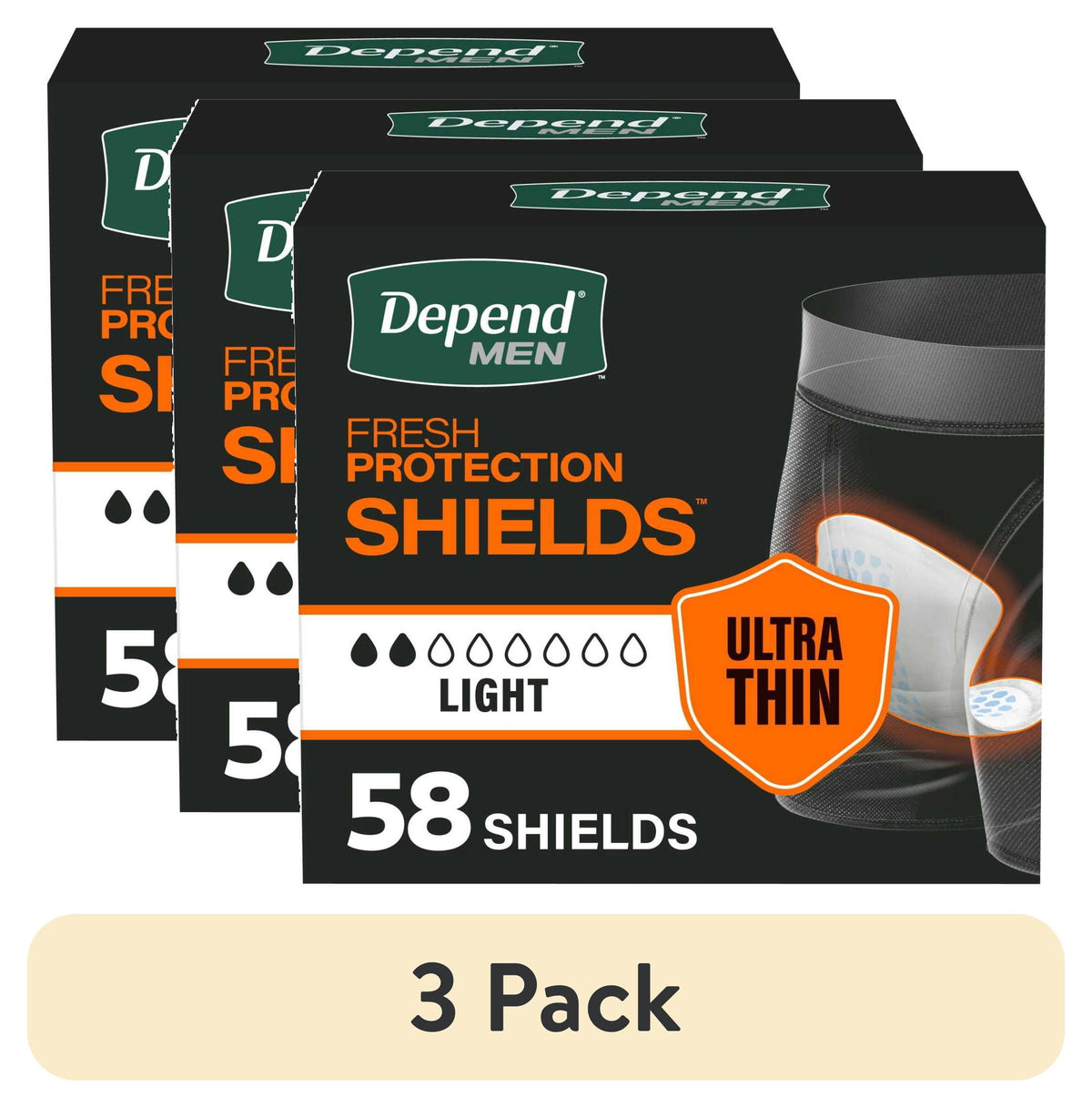Depend Shields Incontinence Pads for Men, Light Absorbency, 90 Count