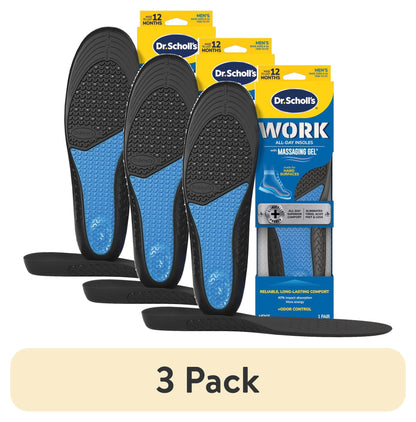 (3 pack) Dr. Scholl's Work Massaging Gel Advanced Insoles for Men, Size 8-14