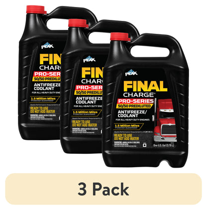 (3 pack) FINAL CHARGE Pro-Series 50/50 Prediluted Antifreeze + Coolant for Heavy Duty Engines, 1 gal