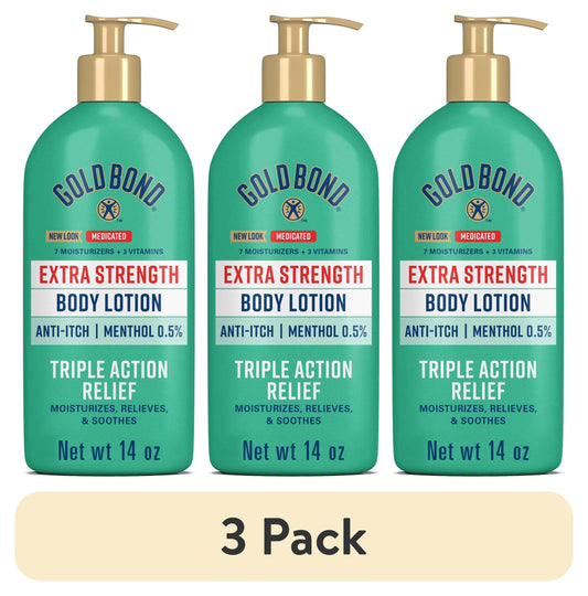 (3 pack) Gold Bond Medicated Extra Strength Body Lotion, Moisturizes, Relieves and Soothes, 14 oz. Gold Bond Lotion