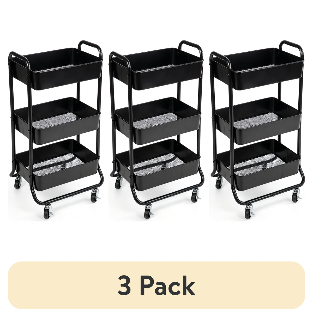 Mainstays 3-Tier Metal Laundry Cart, Arctic White, Rolling
