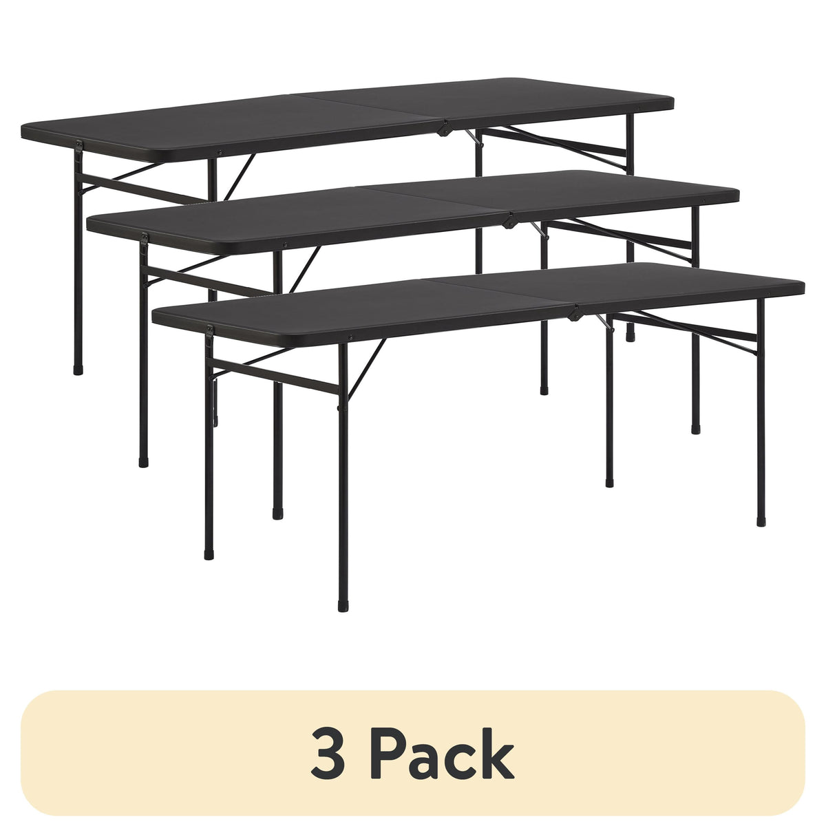 Mainstays 6 ft Rectangle Fold-in-Half Folding Table, White