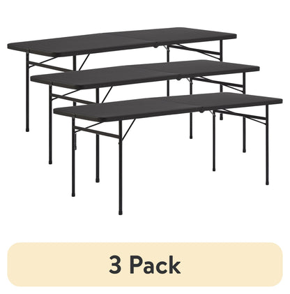 Mainstays 6 ft Rectangle Fold-in-Half Folding Table, White