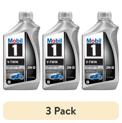 (5 pack) Mobil 1 V-Twin Full Synthetic Motorcycle Oil 20W-50, 1 Quart