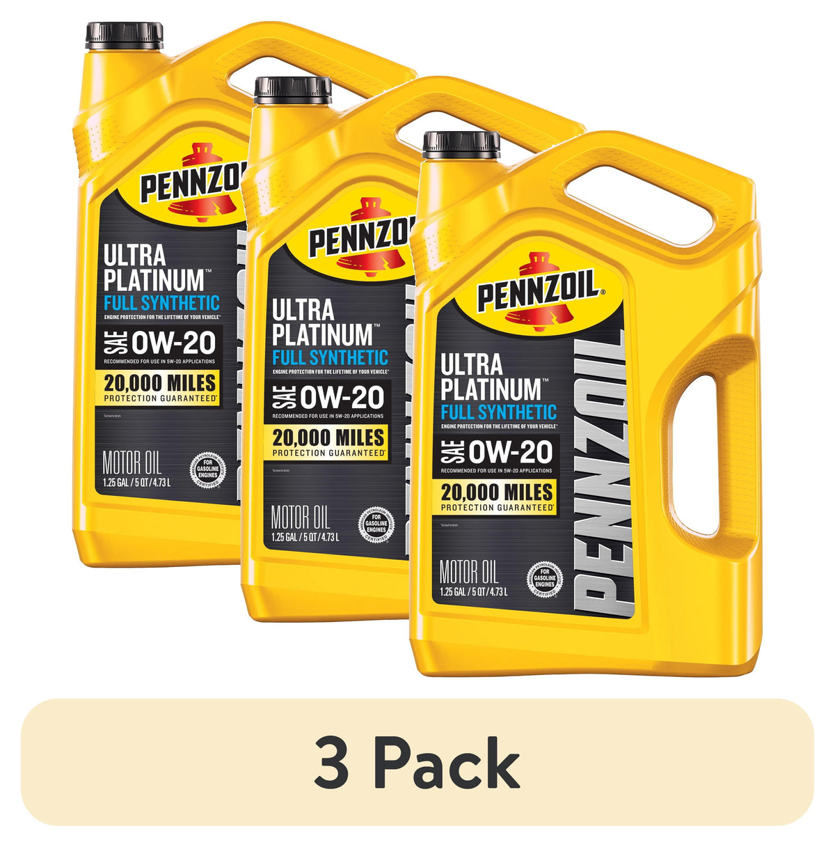 Pennzoil Ultra Platinum Full Synthetic 0W-20 Motor Oil, 5 Quart