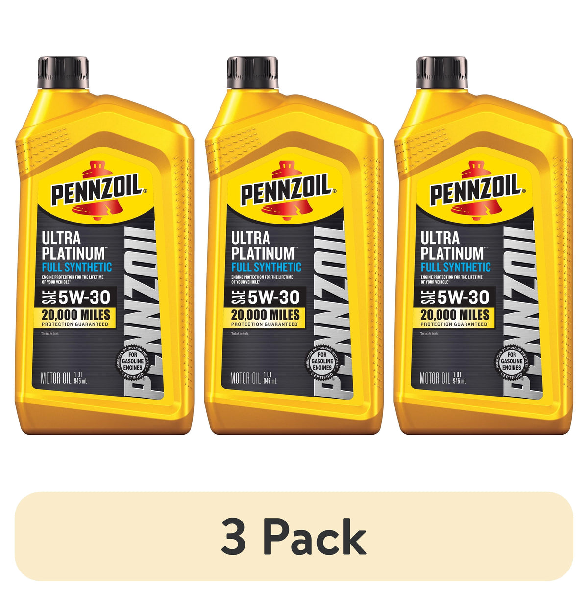(4 pack) Pennzoil Ultra Platinum Full Synthetic 5W-30 Motor Oil, 1 Quart