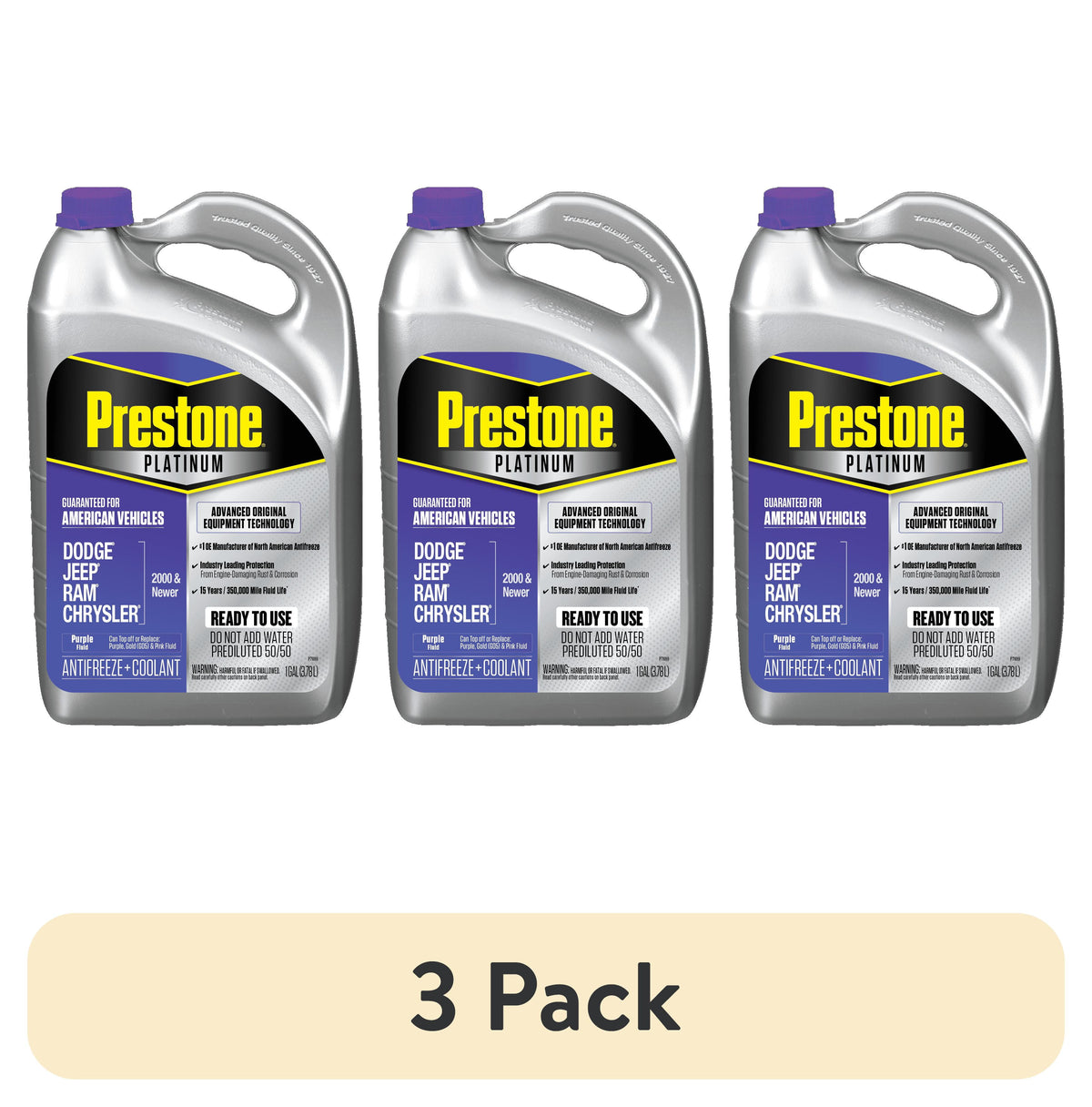 (2 pack) Prestone Platinum American Purple Antifreeze and Coolant 1 Gallon Prediluted