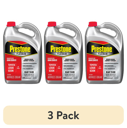 (2 pack) Prestone Platinum Asian Red Antifreeze and Coolant Prediluted 50/50 for Toyota, Lexus & Scion, 1 Gallon