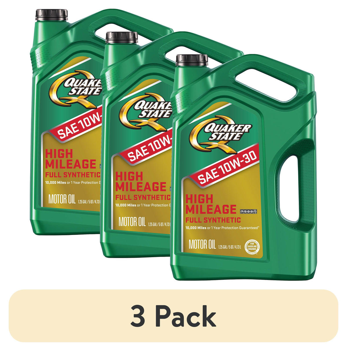 (2 pack) Quaker State Full Synthetic High Mileage 10W-30 Motor Oil, 5 Quart