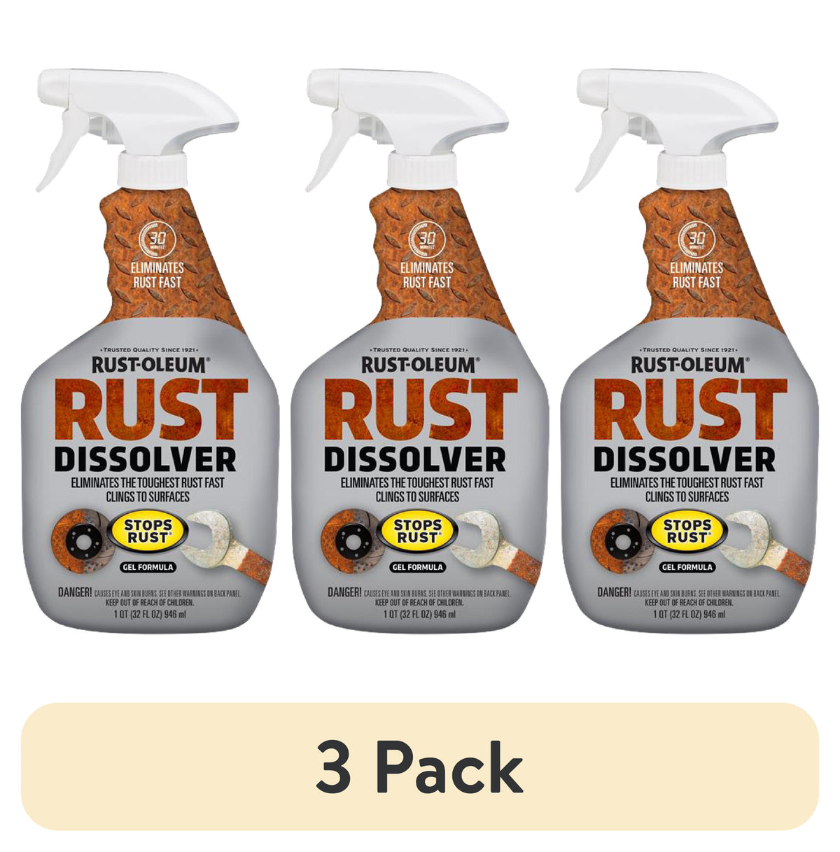 (3 pack) Rust-Oleum Rust Dissolver Gel Spray-300112, 32 oz