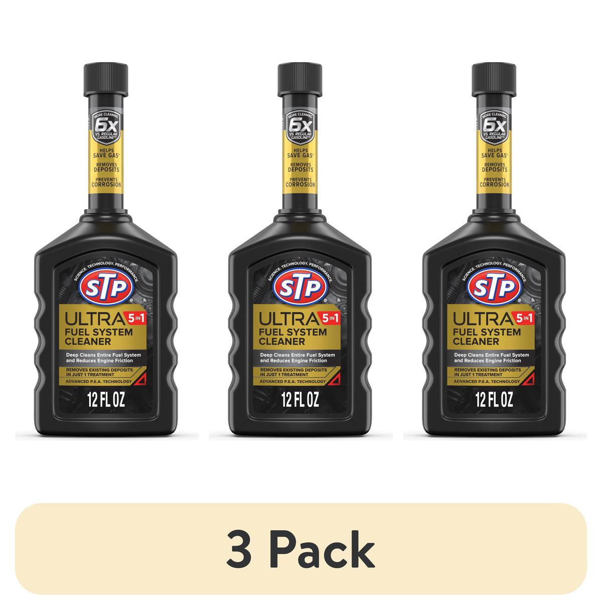 (3 pack) STP Ultra 5-in-1 Fuel System Cleaner Gas Additive, 12 fl oz