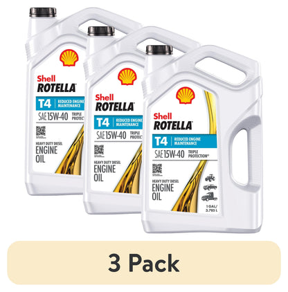 (2 pack) Shell Rotella T4 Triple Protection 15W-40 Diesel Engine Oil, 1 Gallon
