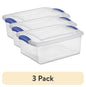 Sterilite Small Latching Storage Bin, 15 Quart Clear Plastic Storage Container with Latch Lid, Blue, 10 Pack