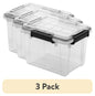 (3 pack) Sterilite Small Gasket Box, 19 Quart IP68 WaterProof Clear Plastic Storage Bin with Lid, Gasket Seal and Durable Latches, Black