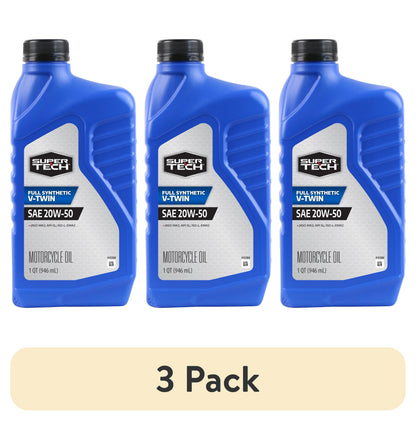 (4 pack) Super Tech Full Synthetic V-Twin Motorcycle Oil, SAE 20W-50, 1 Quart