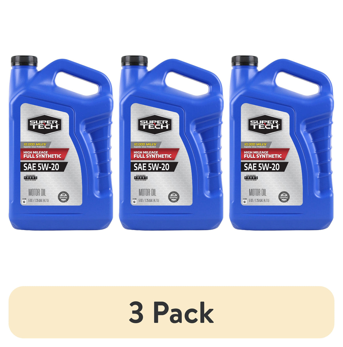 Super Tech High Mileage Full Synthetic SAE 5W-20 Motor Oil, 5 Quarts