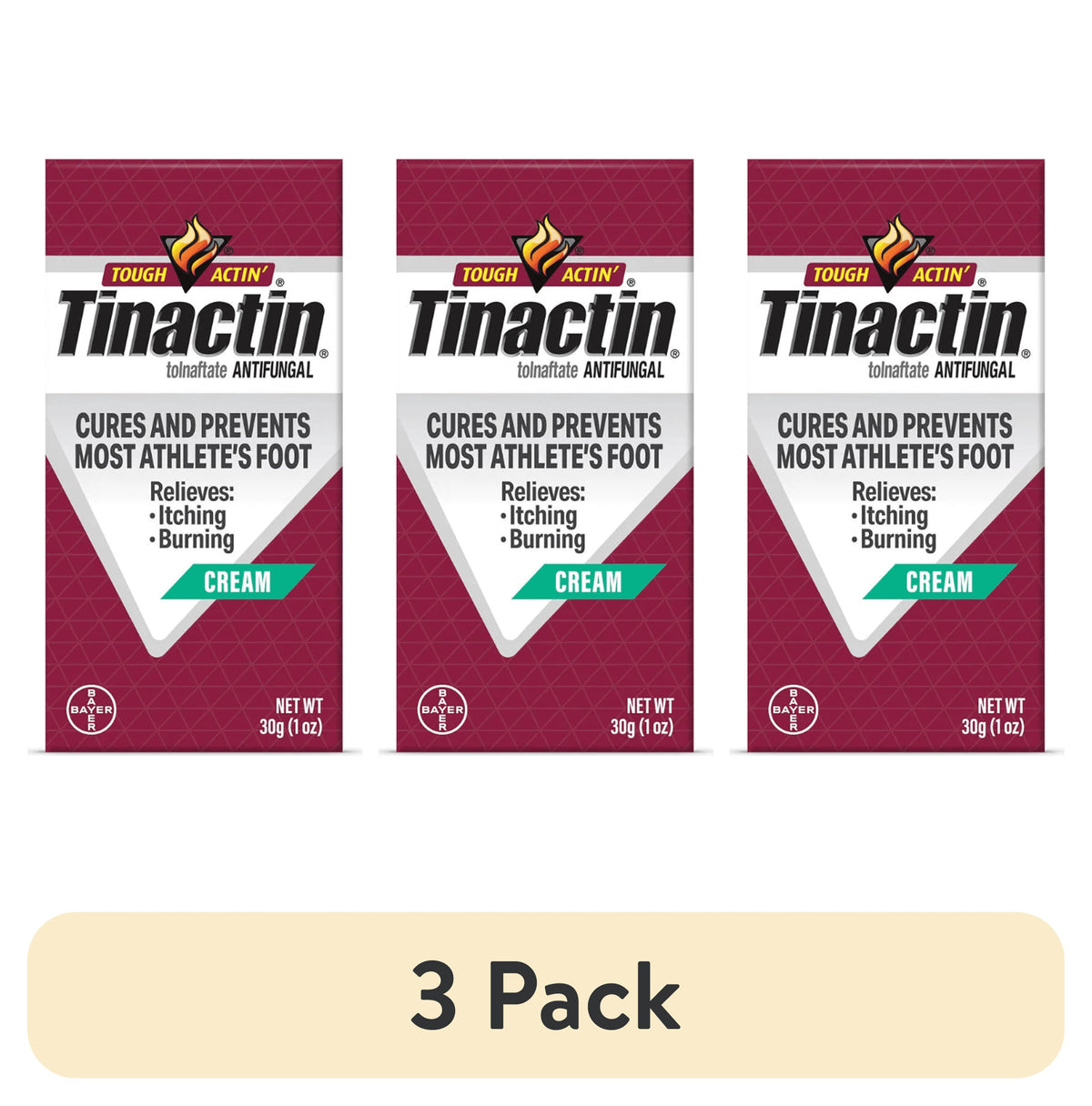(3 pack) Tinactin Tolnaftate Athlete's Foot Treatment Antifungal Cream, 30G Tube