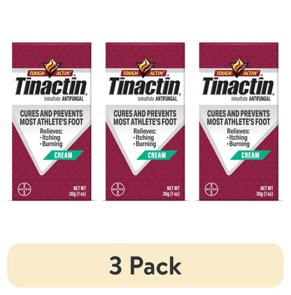 (3 pack) Tinactin Tolnaftate Athlete's Foot Treatment Antifungal Cream, 30G Tube