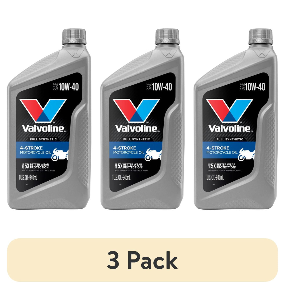 (4 pack) Valvoline 4-Stroke Motorcycle Full Synthetic 10W-40 Motor Oil 1 QT