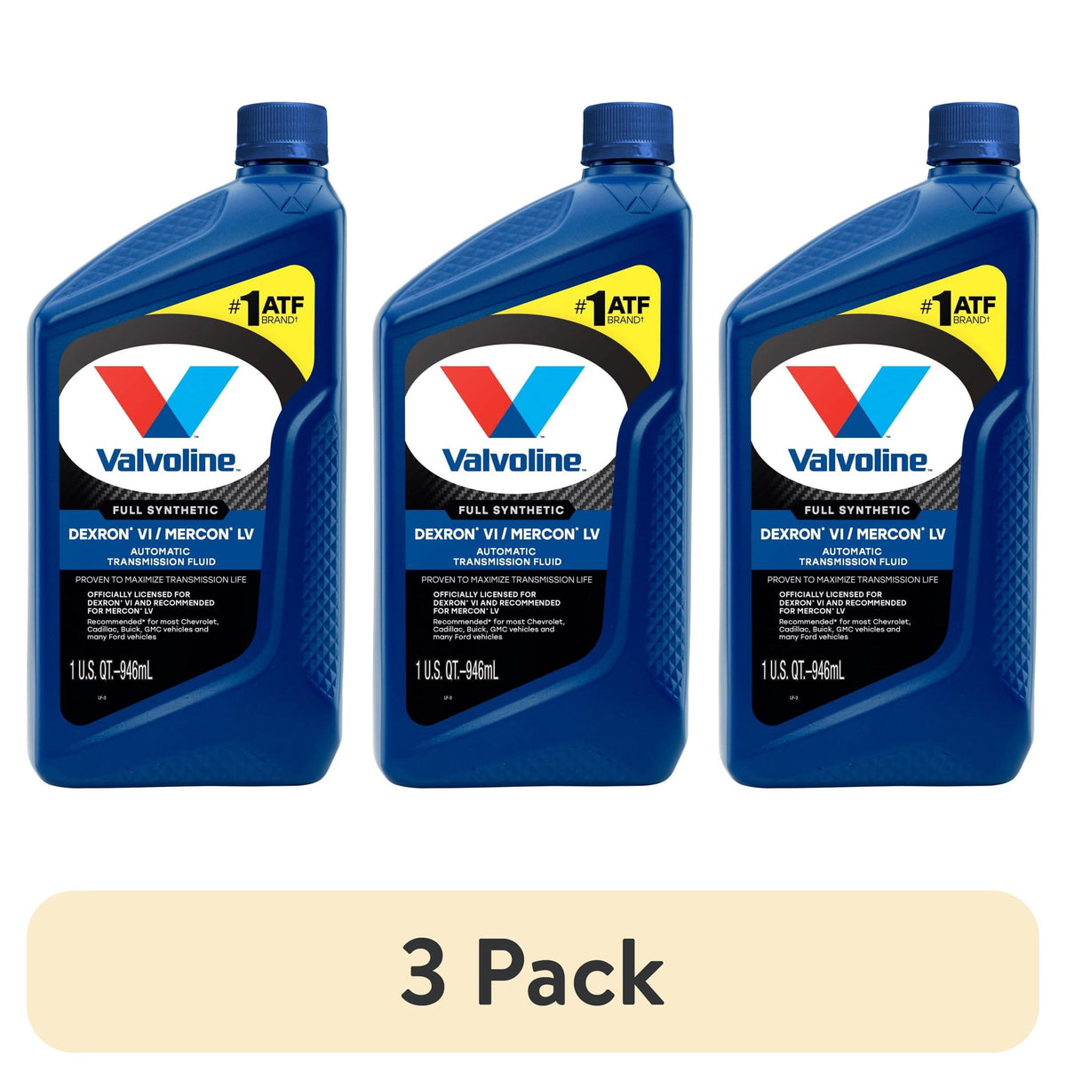 (5 pack) Valvoline Dexron VI/Mercon LV Full Synthetic Automatic Transmission Fluid (ATF) 1 QT